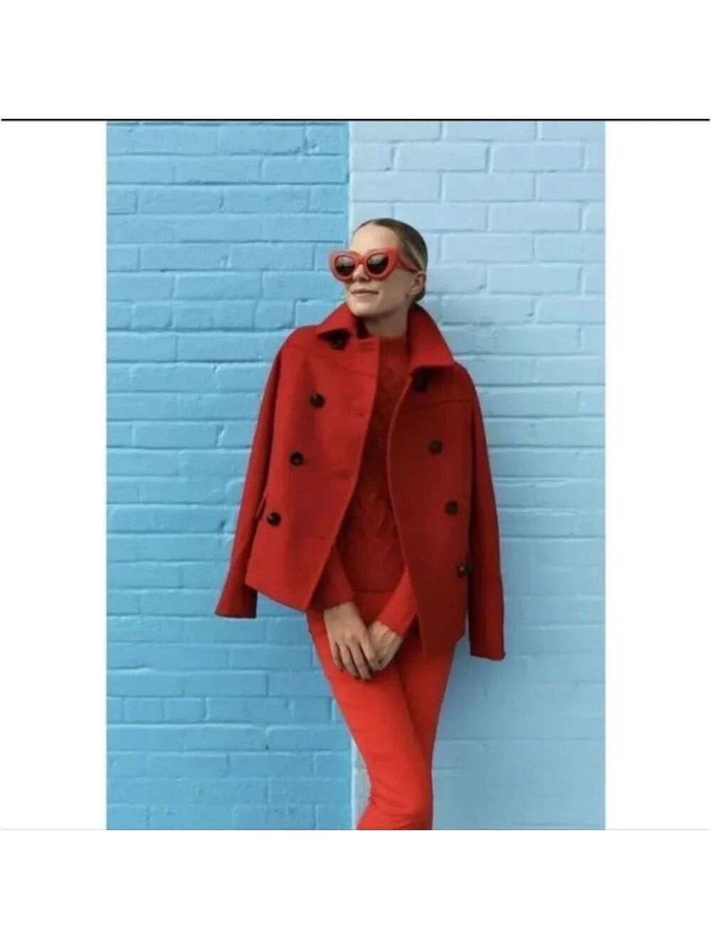 Nwot Halogen X Atlantic-Pacific Short Double wool Breasted Coat